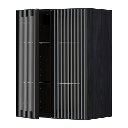 METOD wall cabinet w shelves/2 glass drs