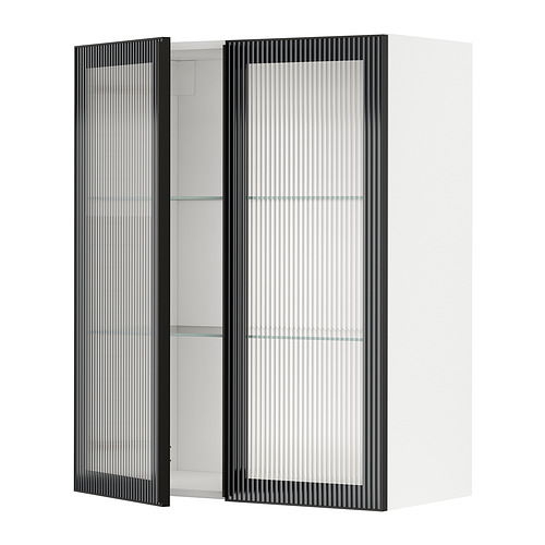 METOD wall cabinet w shelves/2 glass drs
