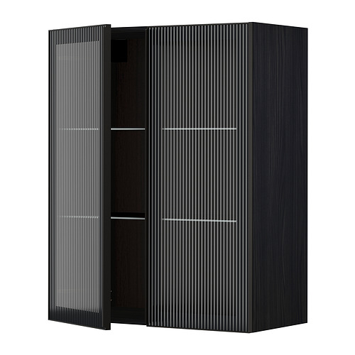 METOD wall cabinet w shelves/2 glass drs