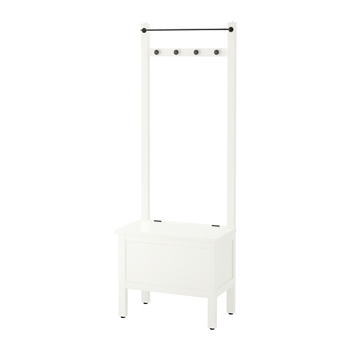 HEMNES, storage bench w towel rail/4 hooks