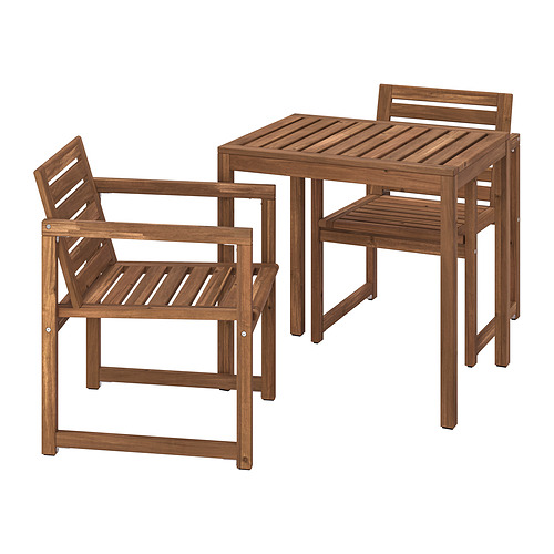 NÄMMARÖ, table+2 chairs w armrests, outdoor