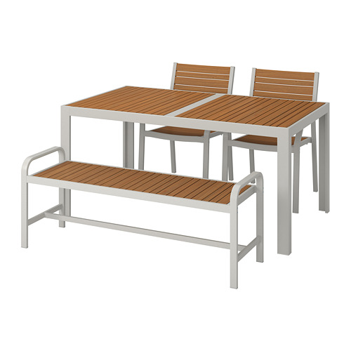 SJÄLLAND, table+2 chairs+ bench, outdoor
