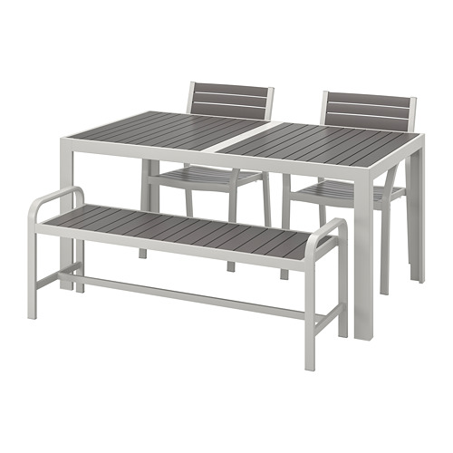 SJÄLLAND, table+2 chrsw armr+ bench, outdoor
