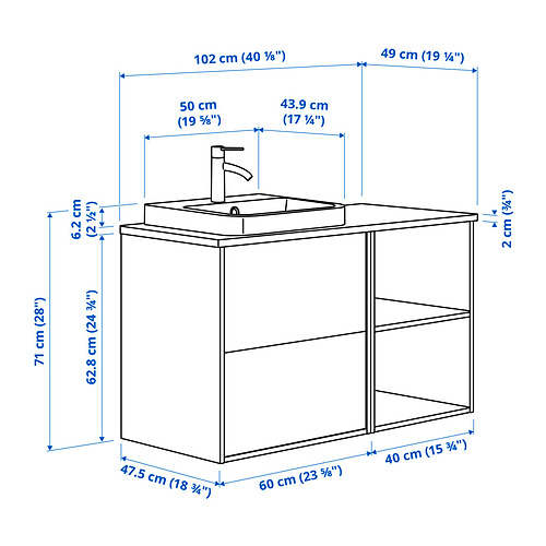 HAVBÄCK/ORRSJÖN wash-stand/wash-basin/tap