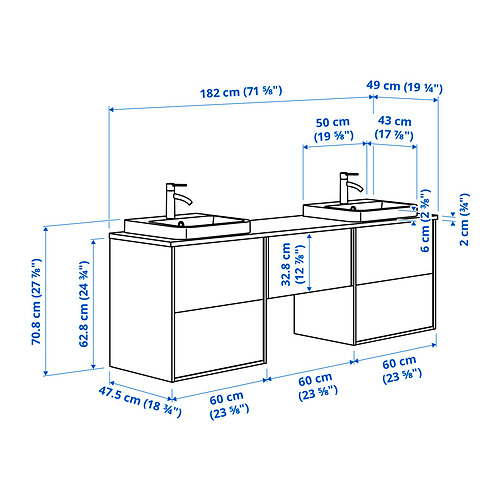 ÄNGSJÖN/BACKSJÖN wash-stand/wash-basins/taps