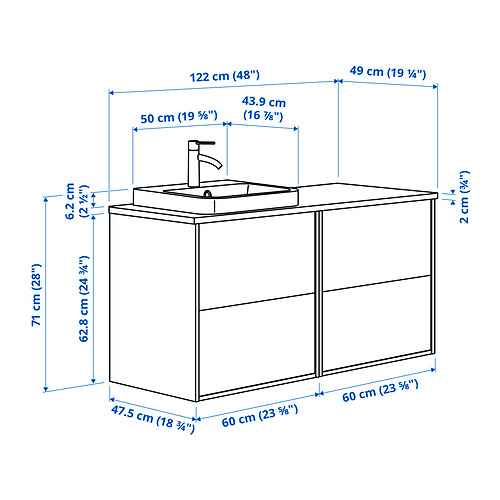 HAVBÄCK/ORRSJÖN wash-stand/wash-basin/tap