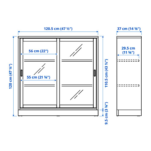 TONSTAD cabinet with sliding glass doors