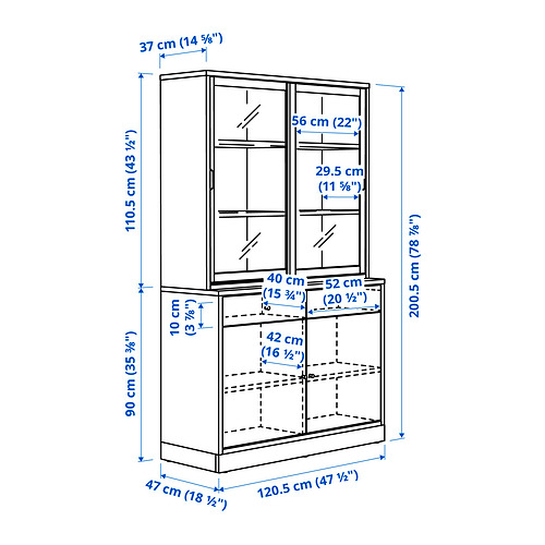 TONSTAD storage comb w sliding glass doors