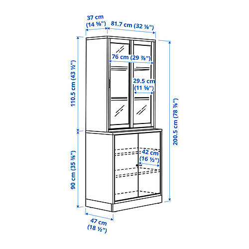 TONSTAD storage comb w sliding glass doors