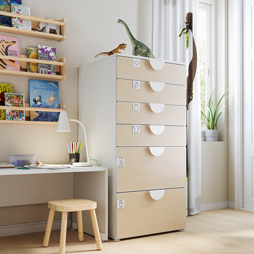 SMÅSTAD/PLATSA, chest of 6 drawers