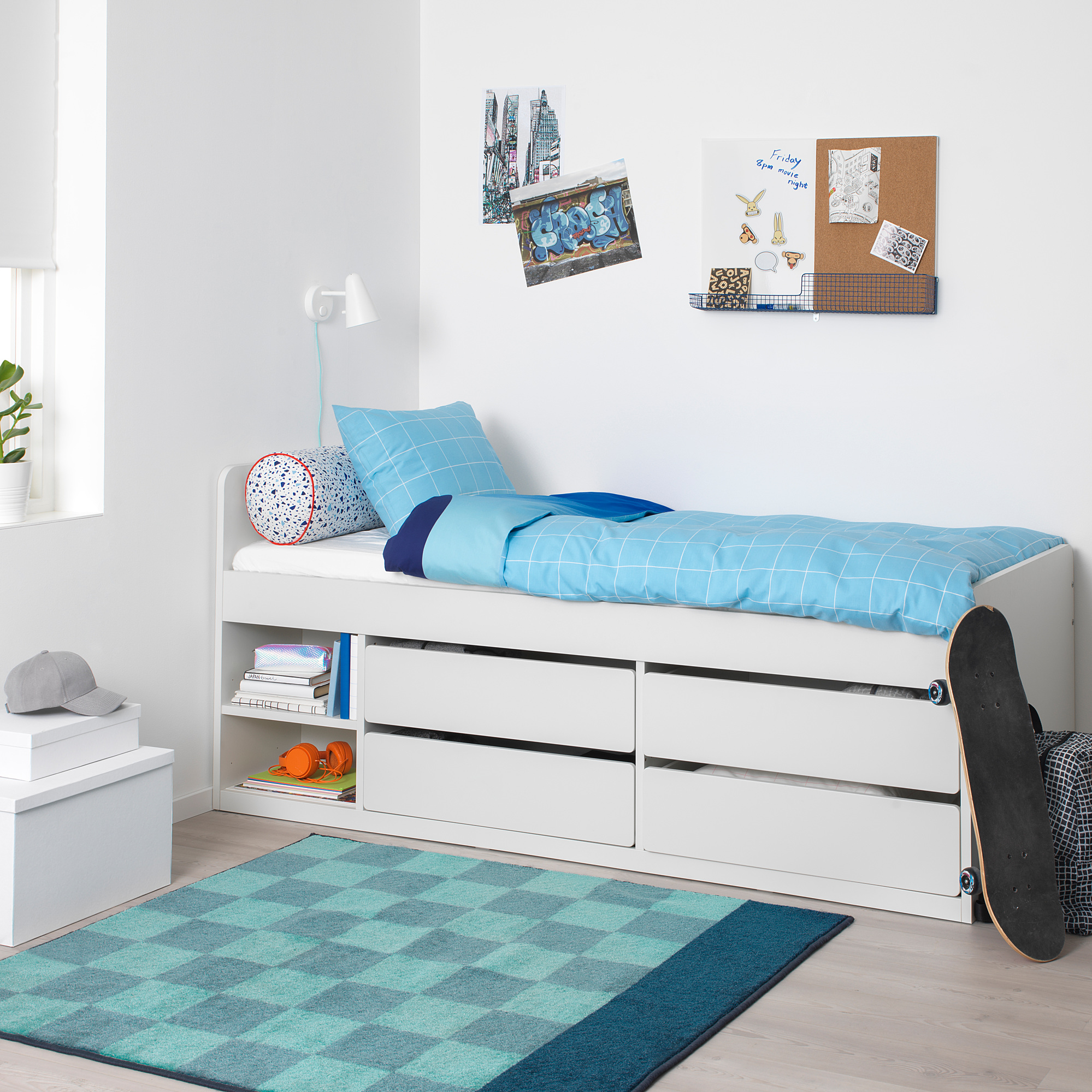 SLÄKT bed frame with storage