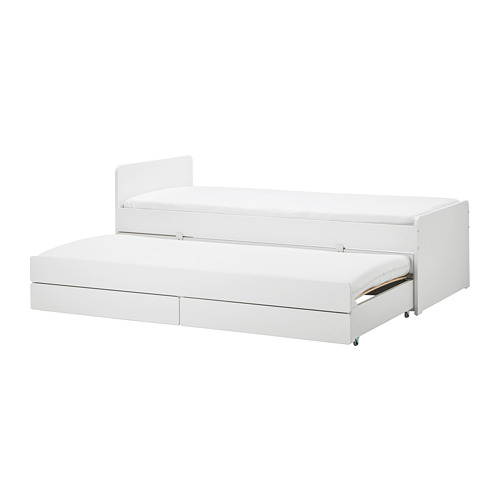 SLÄKT, bed frame with underbed and storage