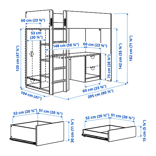 SMÅSTAD loft bed