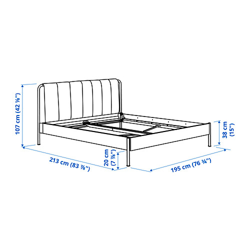 TÄLLÅSEN upholstered bed frame with mattress