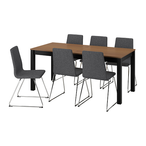 ÅLHULT/LILLÅNÄS, borð og sex stólar