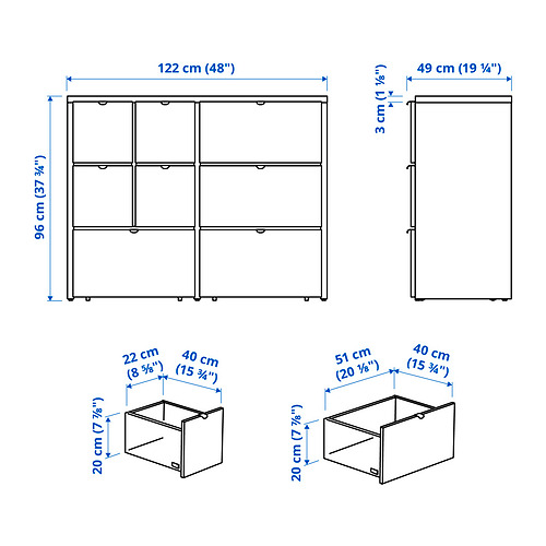 VISTHUS kommóða, átta skúffur
