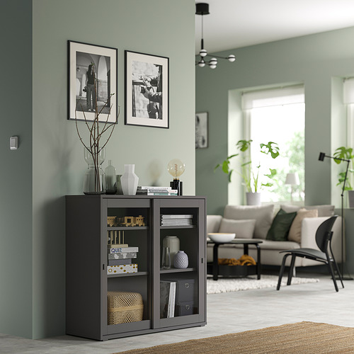 VIHALS, cabinet with sliding glass doors