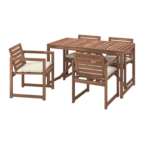 NÄMMARÖ table+4 chairs w armrests, outdoor