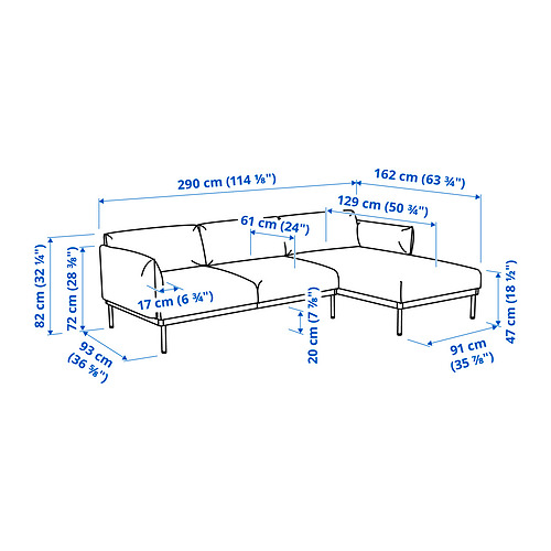 ÄPPLARYD 3-seat sofa with chaise longue