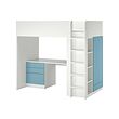 White blue/with desk with 4 drawers