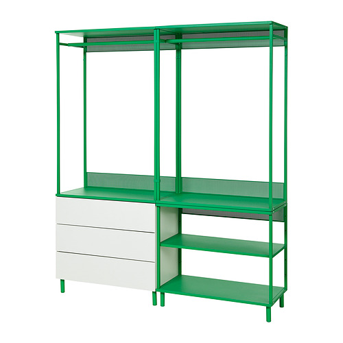 PLATSA, open wardrobe with 3 drawers
