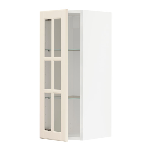 METOD wall cabinet w shelves/glass door