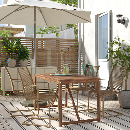 NÄMMARÖ/VÄSMAN, table+4 chairs w armrests, outdoor