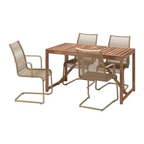 NÄMMARÖ/VÄSMAN, table+4 chairs w armrests, outdoor