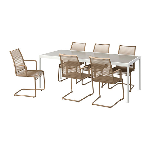SEGERÖN/VÄSMAN, table+6 chairs w armrests, outdoor