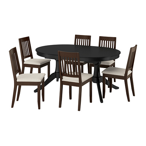 ROSENTORP/NÄSINGE, borð og sex stólar