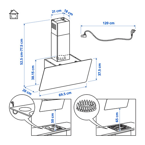 KNUVEBO wall mounted extractor hood