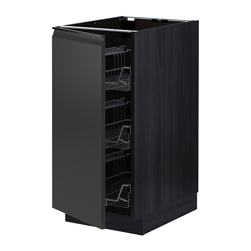 METOD base cabinet with wire baskets