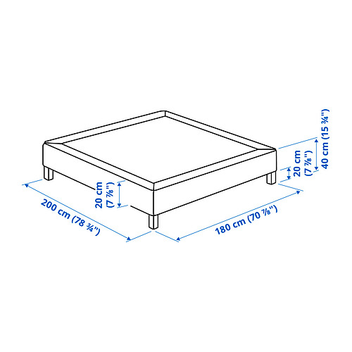LYNGÖR sprung mattress base with legs
