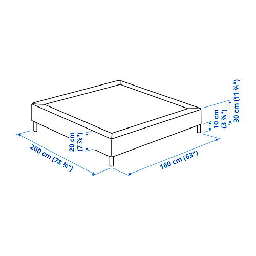 LYNGÖR slatted mattress base with legs
