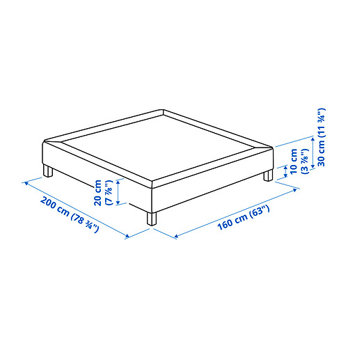 LYNGÖR slatted mattress base with legs