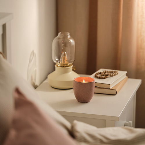 PÄRLHÖNA, scented candle in ceramic jar