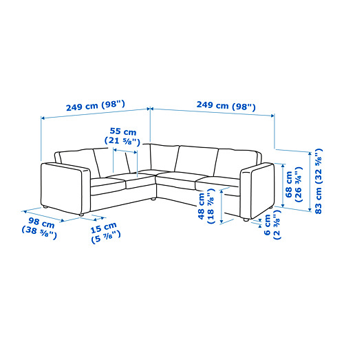 VIMLE corner sofa, 4-seat