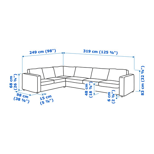 VIMLE corner sofa, 5-seat