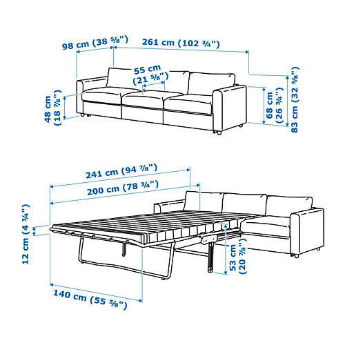 VIMLE 3-seat sofa-bed