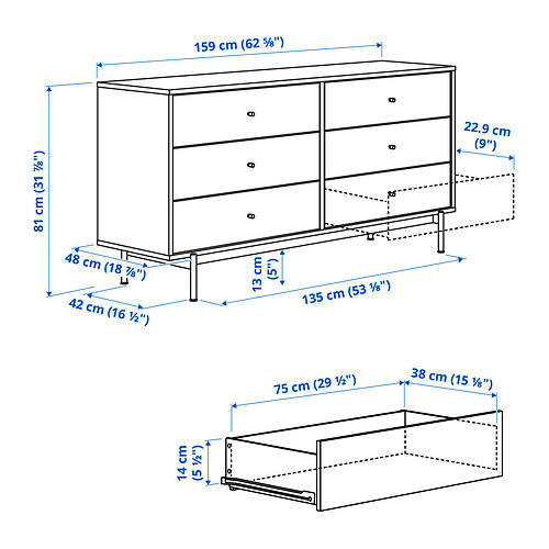 RÅDMANSÖ chest of 6 drawers