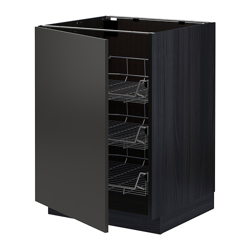 METOD base cabinet with wire baskets