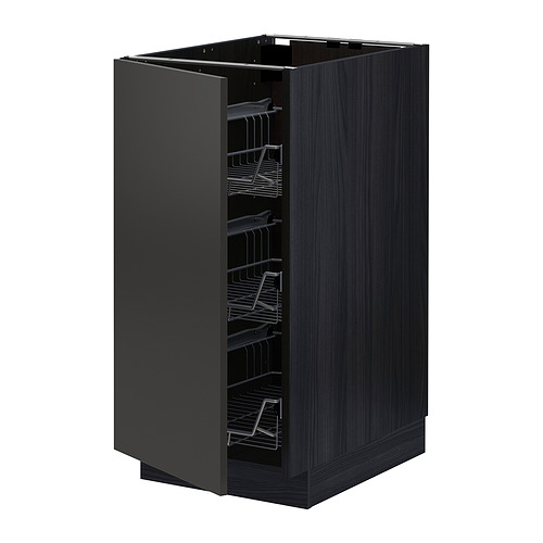 METOD base cabinet with wire baskets