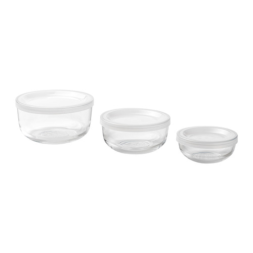 BESTÄMMA, food container with lid, set of 3