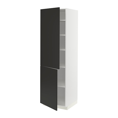 METOD, hár skápur með hillum/2 hurðum