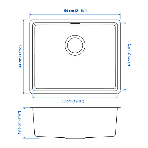 VRESJÖN inset sink, 1 bowl