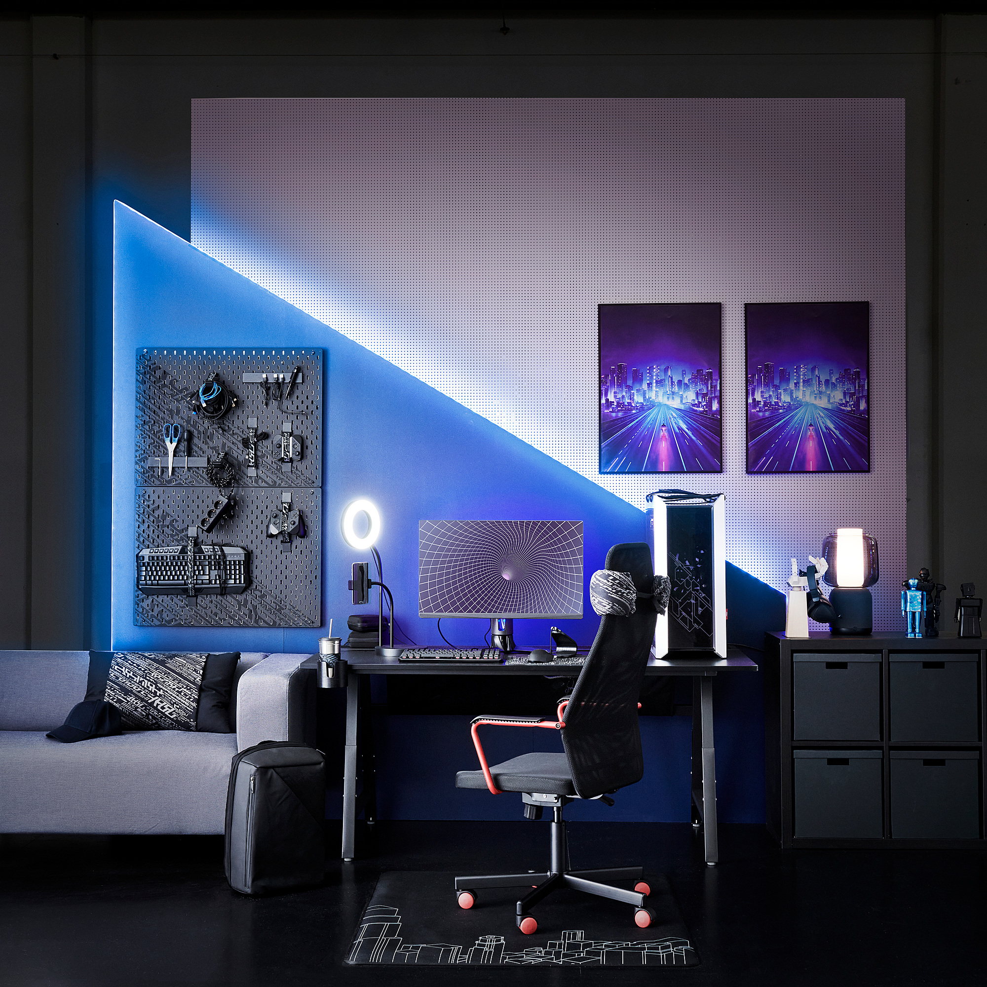 パソコンデスク IKEA UTESPELARE UTESPELARE gaming desk, ash effect/gray, 63x311/2