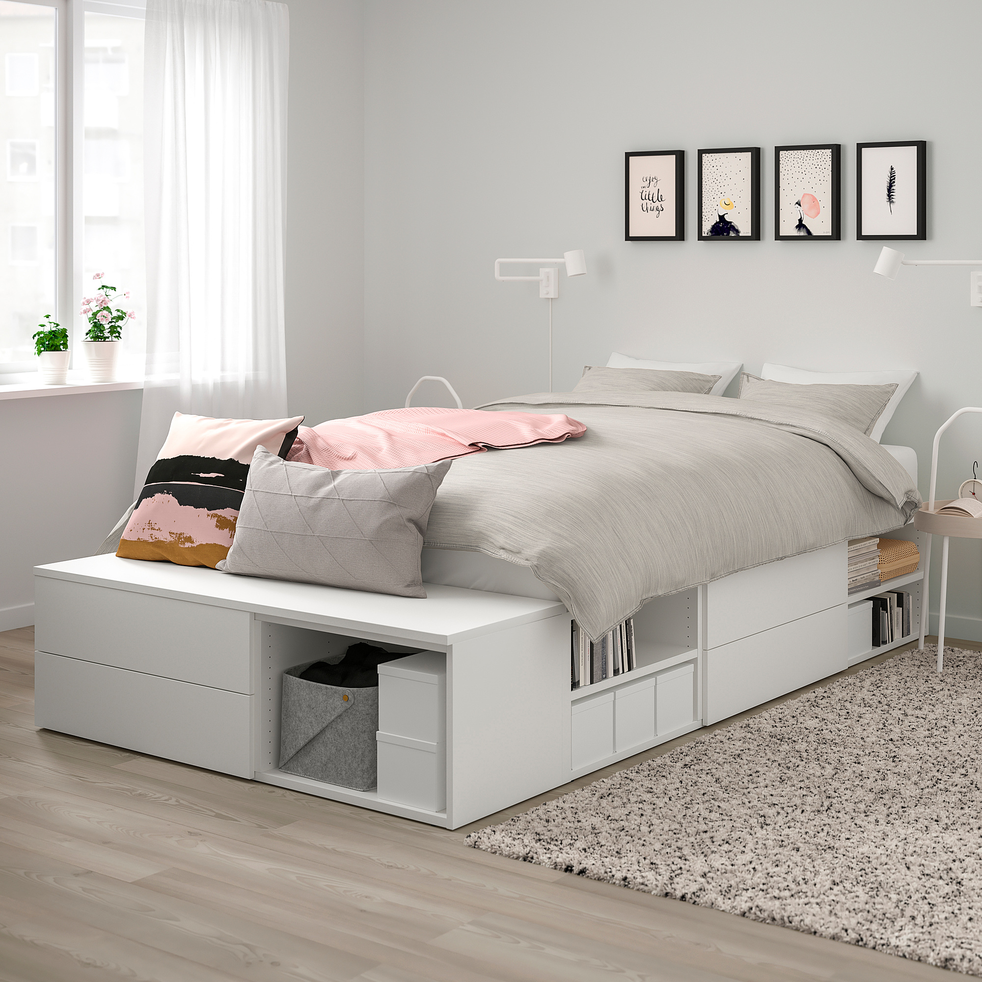 PLATSA bed frame with 4 drawers