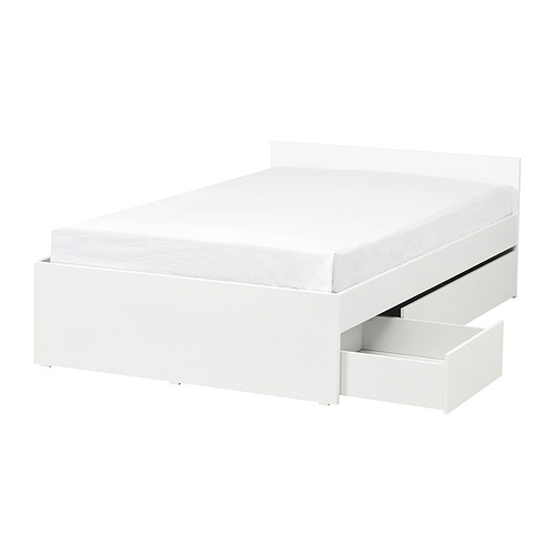 VIHALS, bed frame with 2 storage boxes