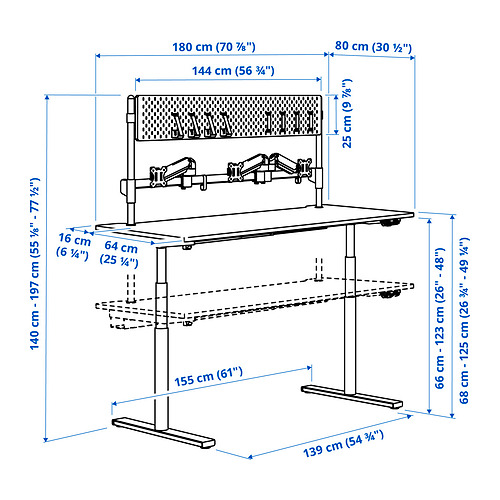 MÅLOMRÅDE gaming desk sit/stand