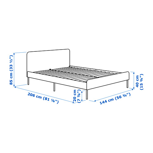 SLATTUM bólstruð rúmgrind